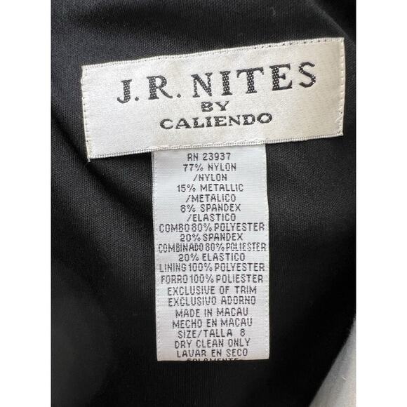 90s Vtg Black Sheer Sleeve Beaded Shimmer Fitted Maxi Dress Goth Whimsigoth 8 - Picture 14 of 15